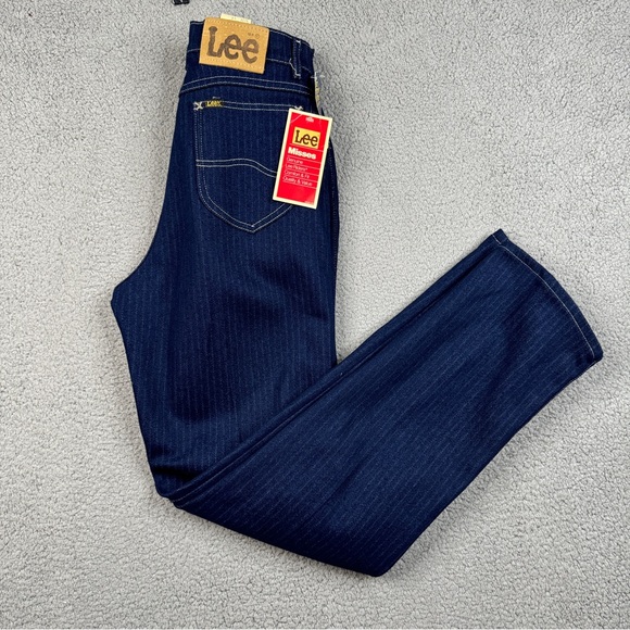 Lee Jeans Womens Size 14 Dark Wash Pin Striped VINTAGE Ms Rider Straight Leg NWT - Picture 1 of 14